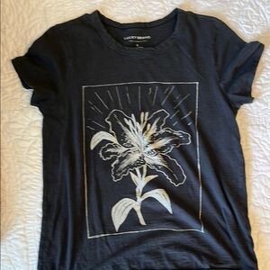 Lucky Brand Black T-Shirt with Floral Design